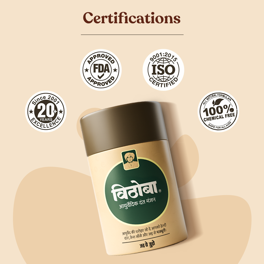 Vithoba Ayurvedic Dant Manjan 80g + Ayurvedic Kesh (Hair) Oil 100 ml + Vaijayanthi Handcrafted Saffron Soap Bar 75g