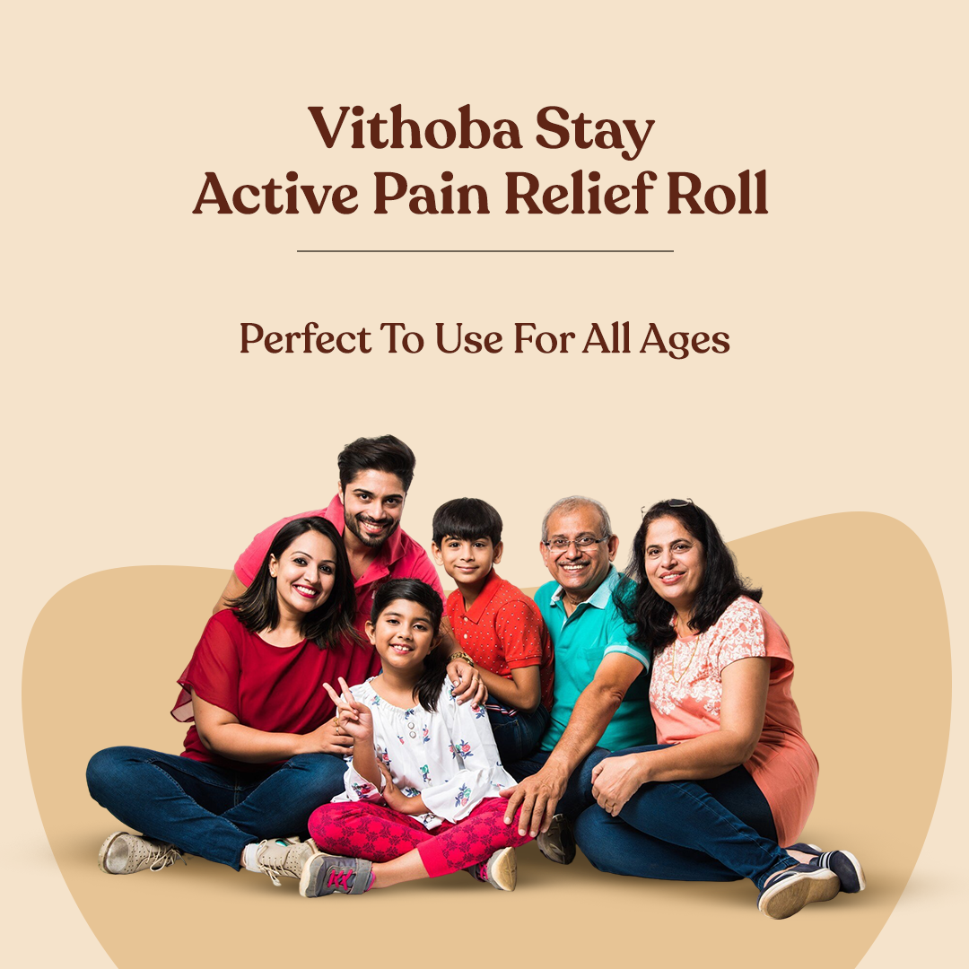 Vithoba Stay Active Pain Relief Roll On Oil | Fast-acting formula| Neck pain, Shoulder pain, Spine pain | Natural ingredients | Instant Relief from Strain, Joints, Back & Muscular Body Pain | 60 ml