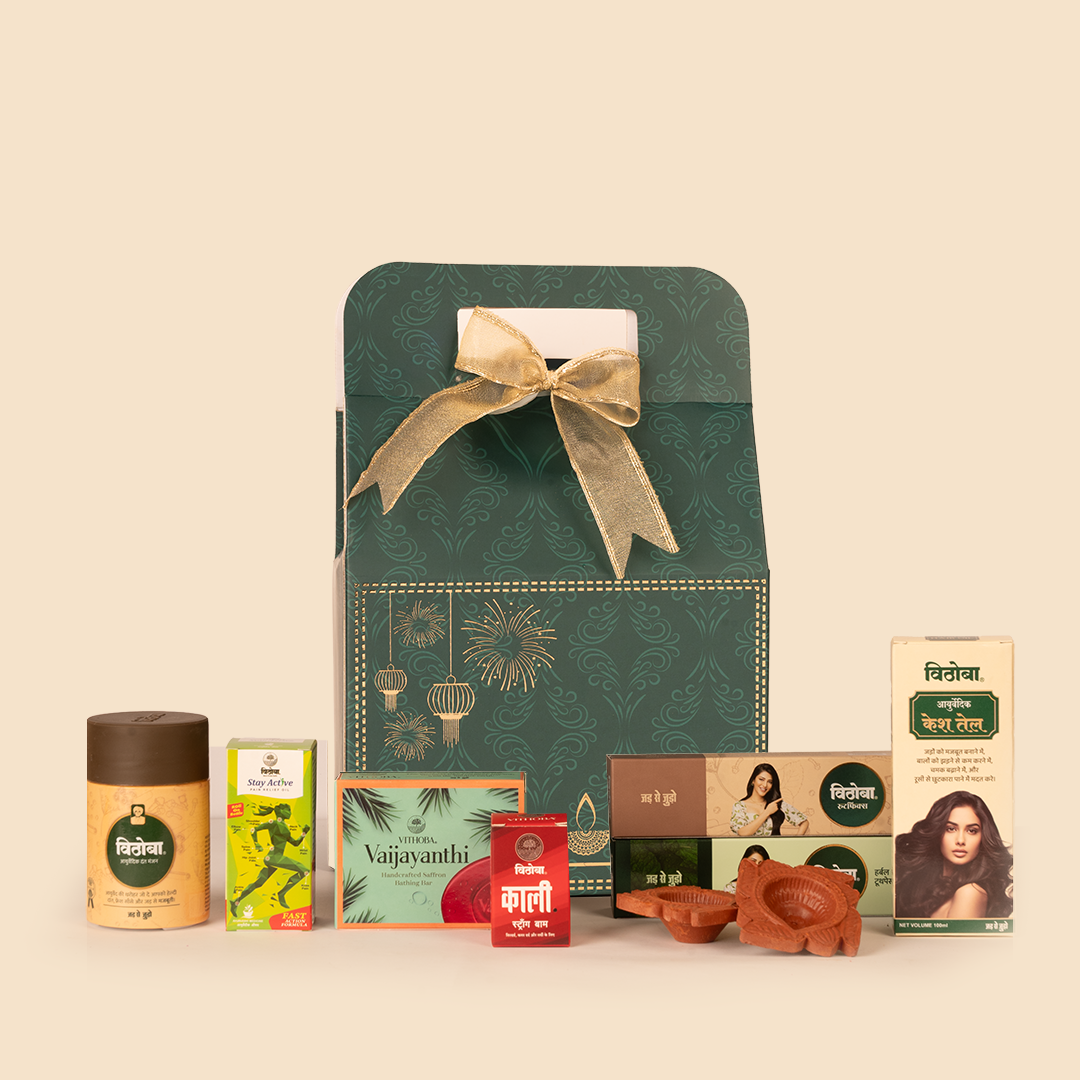 Vithoba Daily Wellness Kit - Manjan 80g + Premium 80g + Rootfix 80g + Vaijayanthi 75g + Henna Mehendi 50g + Balm 10g + Hair Oil 100ml + Pain Oil 30ml