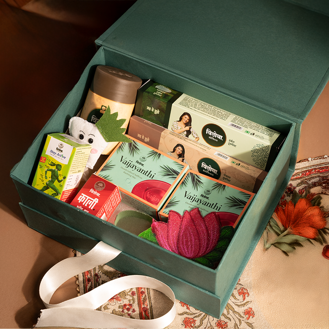 Vithoba Family Wellness Hamper - Dant Manjan 80g + Premium Toothpaste 150g + Rootfix Toothpaste 150g + Vaijayanti Soap 75g x 4 + Hair Oil 100ml + Pain Oil 30ml + Pain Balm + Diwali Exclusive Elements