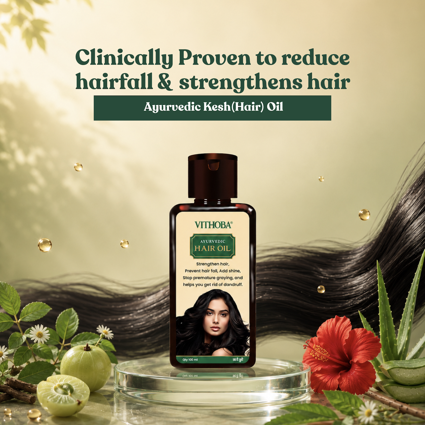 Vithoba Ayurvedic Kesh(Hair) Oil 100 ml | Hair Growth Oil Reduces Hair Fall Gives Soft, Strong, Long &Thick Hair | For Men & Women