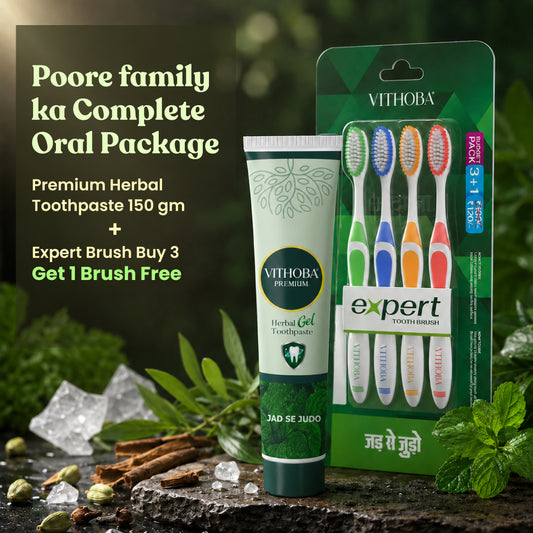 Vithoba Premium Herbal Toothpaste 150g | Buy 3 Get 1 Toothbrush Free