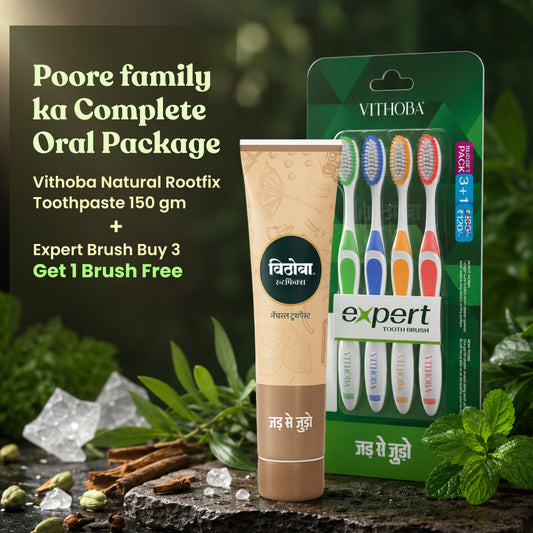Vithoba Rootfix Natural Toothpaste 150g + Free Toothbrush | Buy 3 Get 1 Toothbrush Free