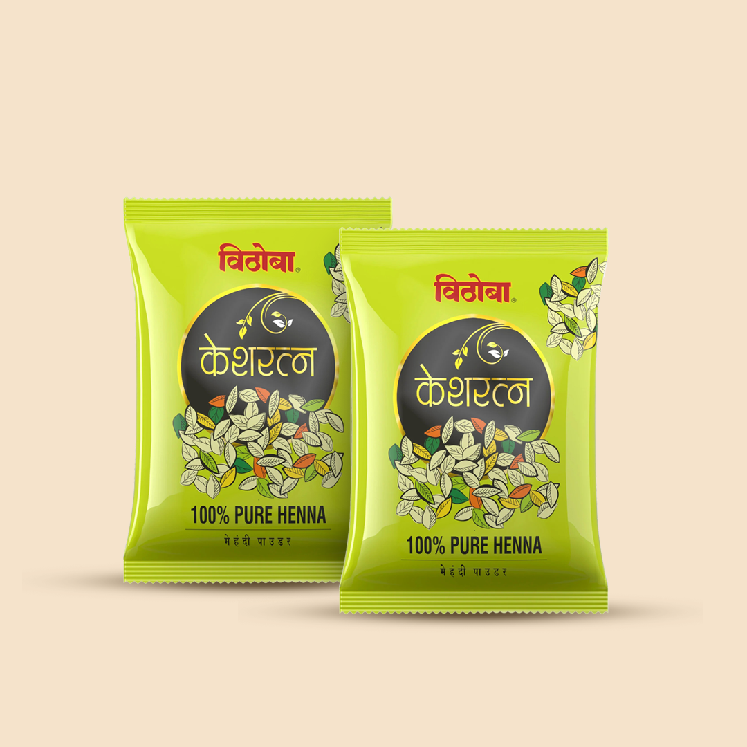 Two green packets of 100% Pure Henna Mehendi for Hair Color 
