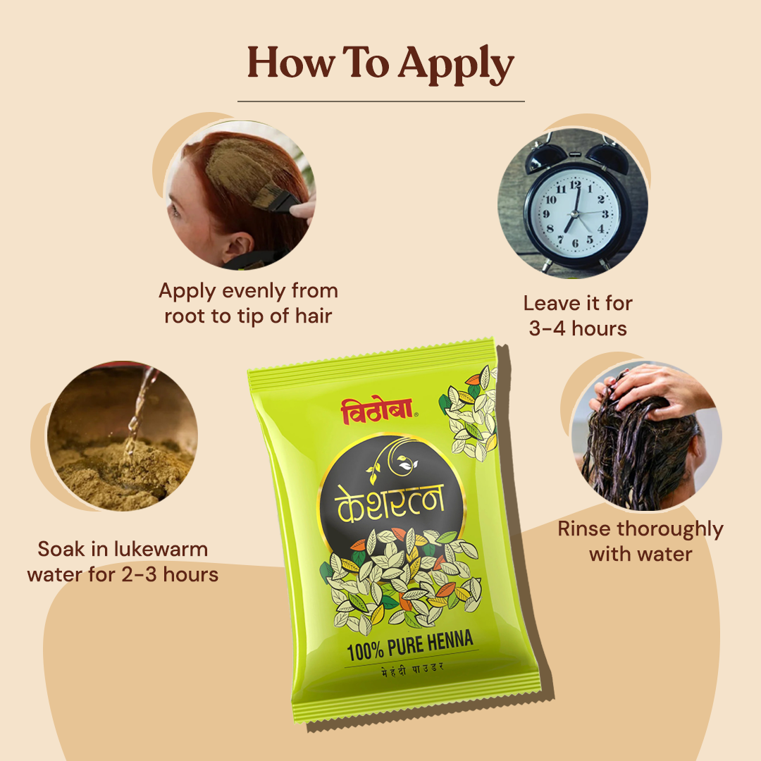 Vithoba Keshratna 100% Pure Henna Mehendi | Full Coverage of Gray Hair | 50g Pack 2