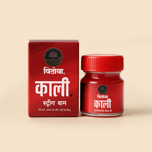 Vithoba KAALI Strong Balm | Ayurvedic Pain Relief & Muscle Relaxant | 10g Balm | Effective relief from Headache, Body Pain, Sprain and Cold