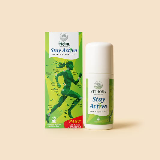 Vithoba Stay Active Pain Relief Roll On Oil | Fast-acting formula| Neck pain, Shoulder pain, Spine pain | Natural ingredients | Instant Relief from Strain, Joints, Back & Muscular Body Pain | 60 ml