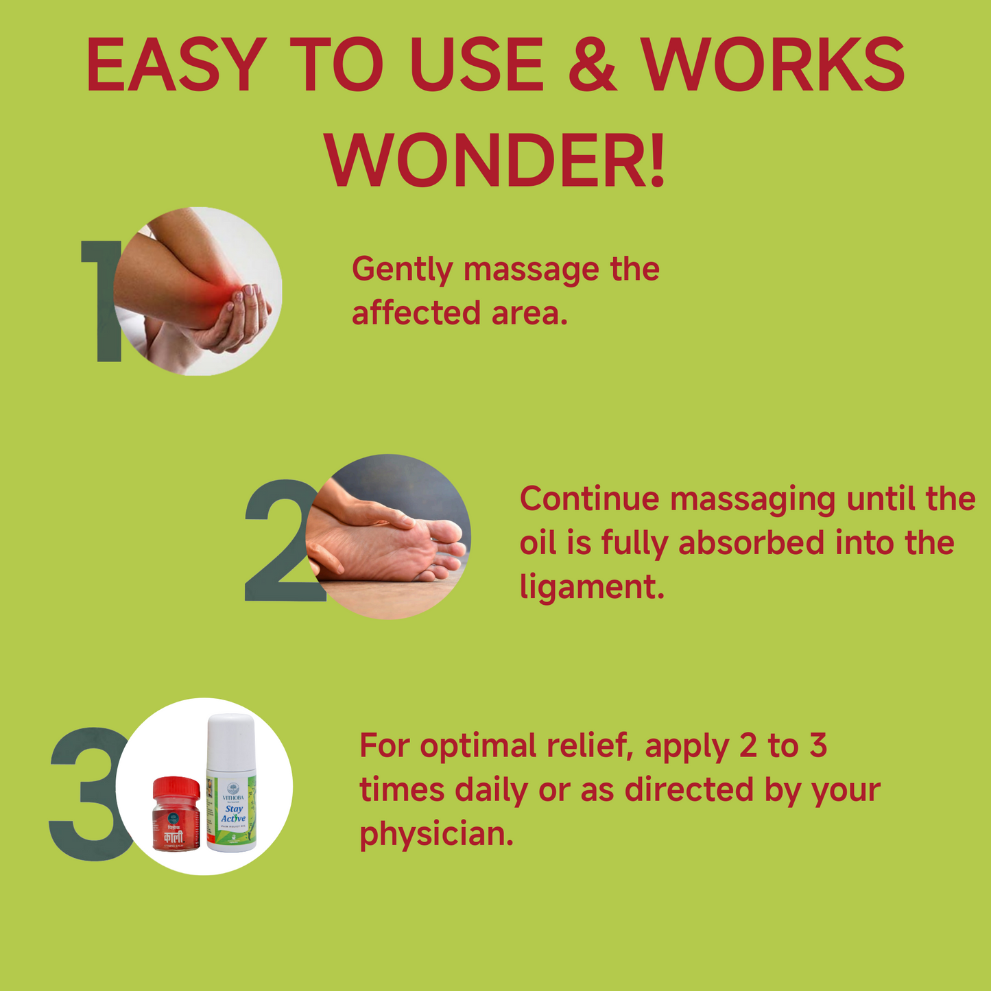 Health and wellness Combo | Vithoba Stay Active Pain Relief Roll On Oil 60ml & Vithoba KAALI Strong Balm 10Gram