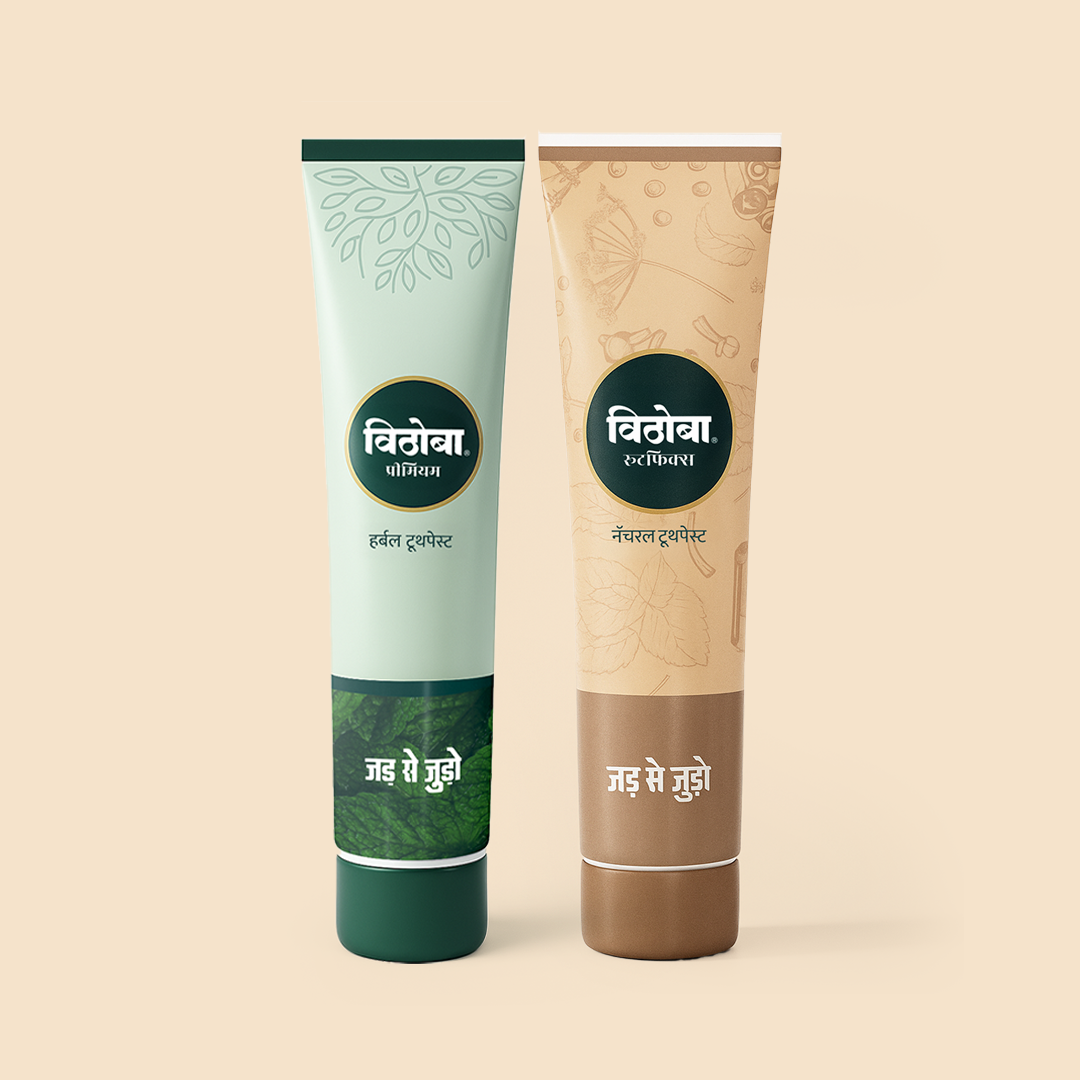 Vithoba Herbal Rootfix Toothpaste & Premium Toothpaste Combo Pack - 80g Each