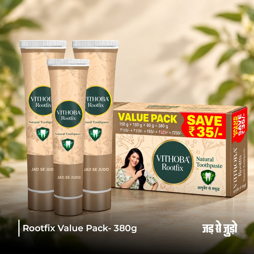 Vithoba Rootfix Natural Toothpaste Value Pack | Daily Oral Care For Family | 380g