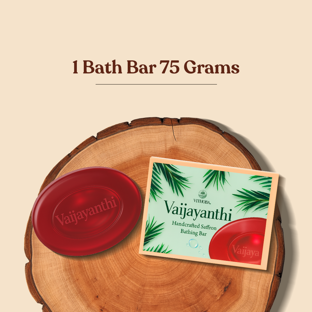Vithoba Herbal Premium Toothpaste & Vaijayanthi Handcrafted Saffron Soap Bar Combo Pack - 40g + 75g