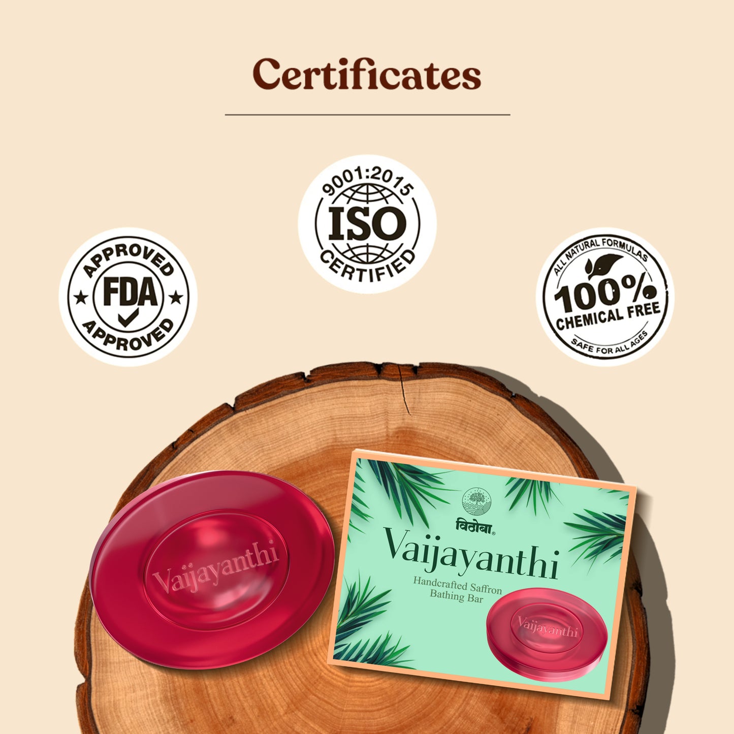 Vithoba Vaijayanthi Handcrafted Saffron Soap Bar 75g