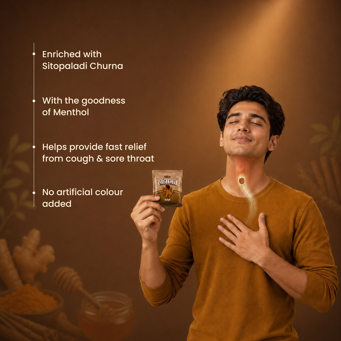 Vithoba Khasmat Ayurvedic Lozenges | Herbal Cough & Sore Throat Relief | Honey, Ginger, Jeshthamadh & Turmeric | Buy 10 Get 2 Free (Pack of 12)