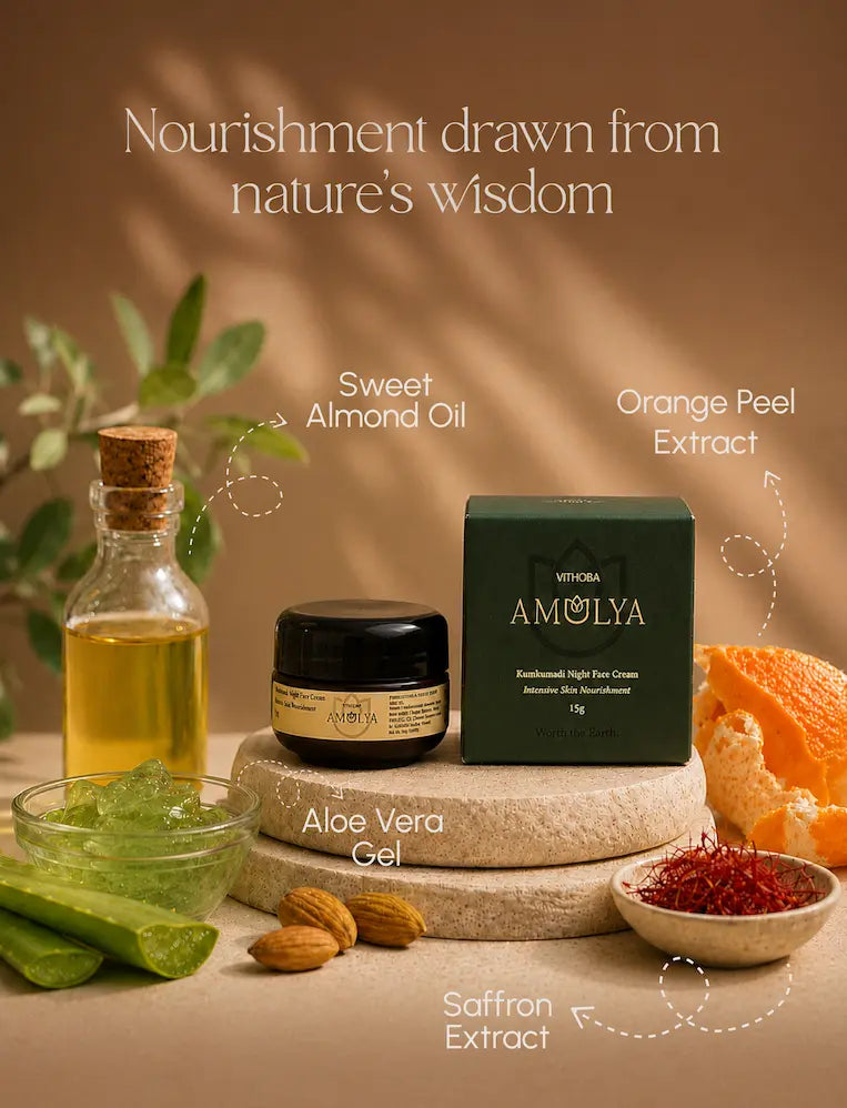 Amulya Kumkumadi Night Face Cream – Intensive Skin Nourishment 15g (Deep hydration for brighter, smoother-looking skin)