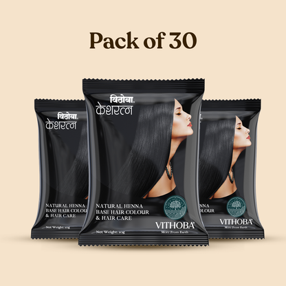 Vithoba Keshratna Natural Hair Color Powder | 100% Ammonia & Paraben Free | Organic Hair Dye for Men & Women | No Harsh Chemicals | Full Grey Coverage