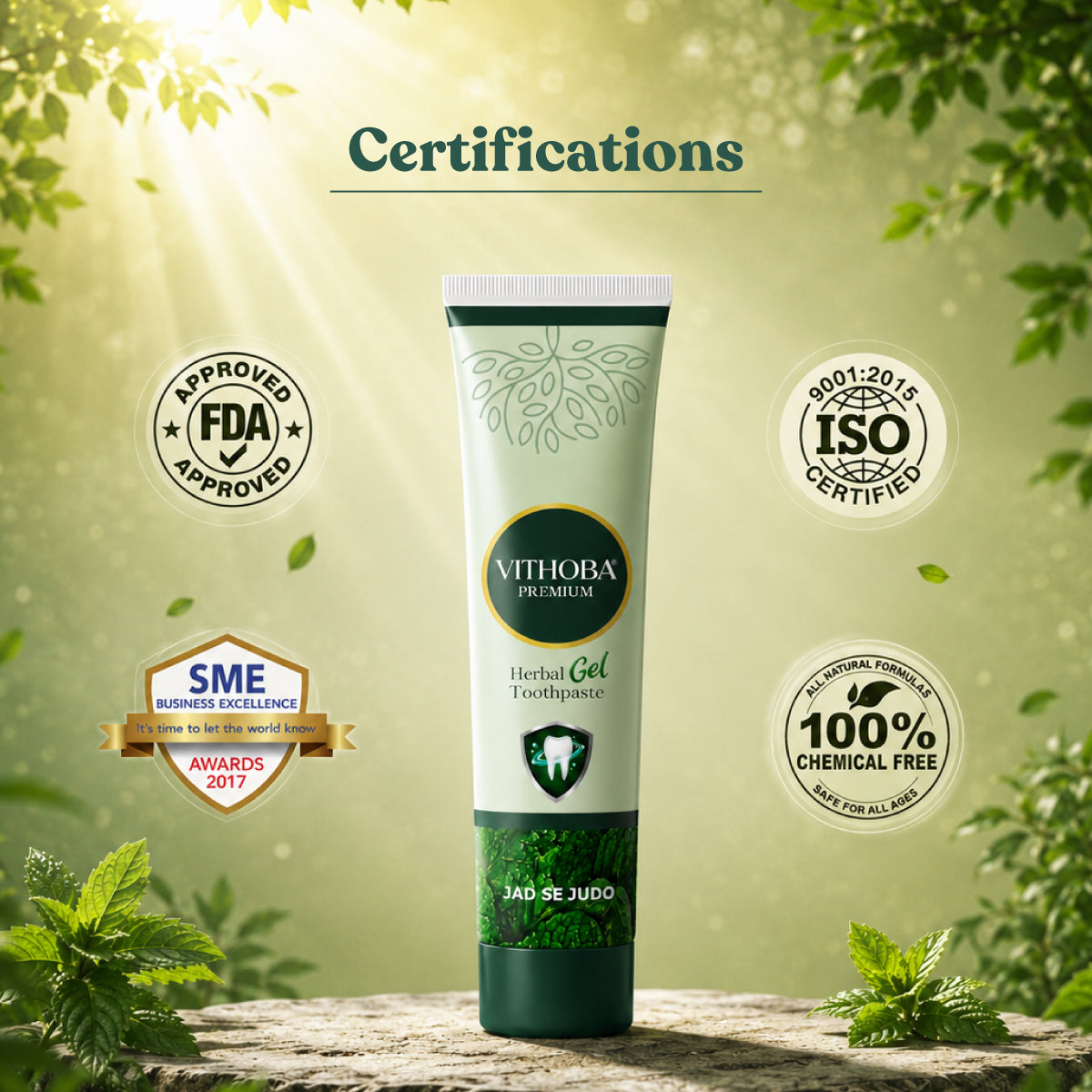 Vithoba Premium Herbal Toothpaste 150g | Advanced Toothpaste for Morning Freshness | Pack of 2