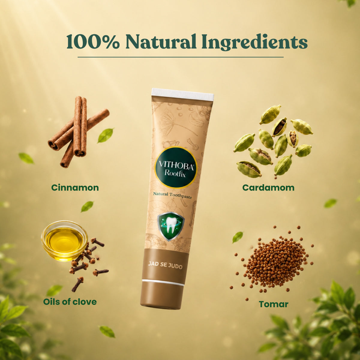 Vithoba Family Wellness Hamper - Tooth Powder 80g + Premium Herbal Toothpaste 150g + Rootfix Natural Toothpaste 150g + Vaijayanthi Soap 75g x 4 + Ayurvedic Hair Oil 100ml + Stay Active Pain Relief Oil 30ml + Kaali Strong Balm | 3+1 Toothbrush Pack