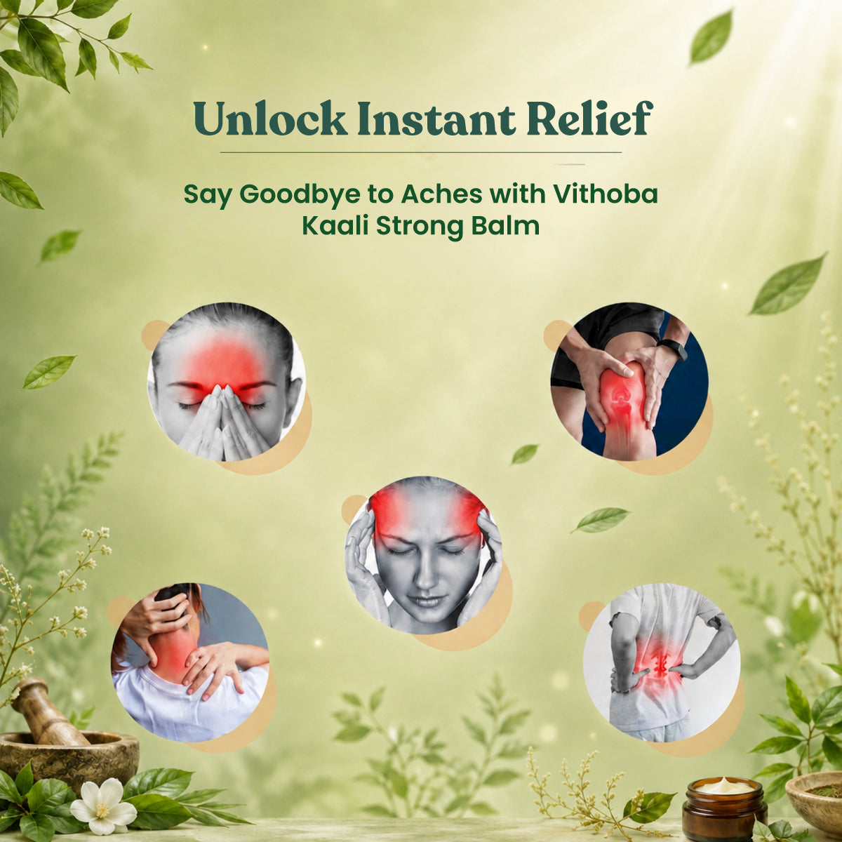 Vithoba KAALI Strong Balm | Ayurvedic Pain Relief & Muscle Relaxant | 10g Balm | Effective relief from Headache, Body Pain, Sprain and Cold
